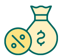 money with percent sign icon